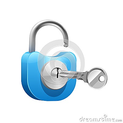 Padlock With Key Illustration Vector Illustration