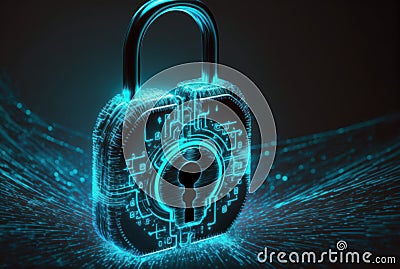 Padlock with keyhole icon in personal data security represents cyber data or data privacy concept. Stock Photo