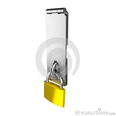 Padlock and latch on the white. Stock Photo