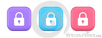 Padlock locking web access button password security protection safe encryption 3d icon Vector Illustration