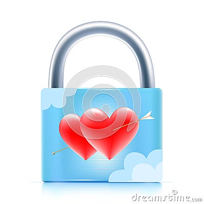 Padlock love vector illustration isolated on white background Vector Illustration