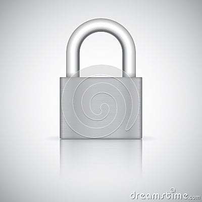 Padlock. Metal closed 3d lock Vector Illustration