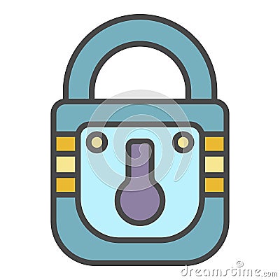 Padlock metal icon color outline vector Vector Illustration