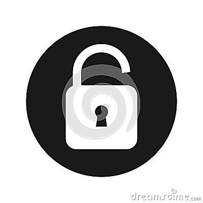 Padlock open icon flat black round button vector illustration Vector Illustration