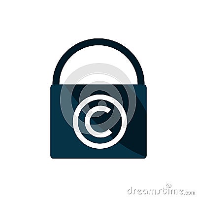Padlock secure property intellectual copyright icon Vector Illustration