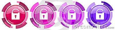 Padlock, security colorful icons collection, round glossy icon set isolated on white, modern design web buttons Stock Photo