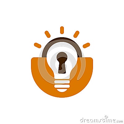 Padlock shaped bulb icon Stock Photo