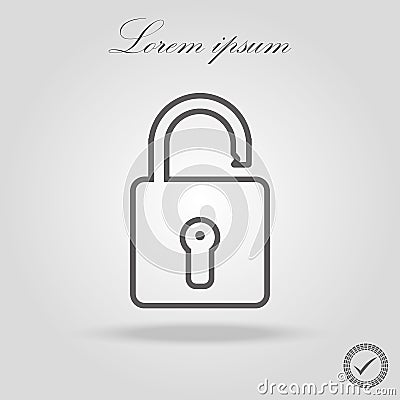 Padlock sign line icon. Open lock sign icon. Protection sign. Password symbol. Unlock symbol. Stock Photo