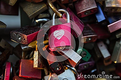 Padlocks on the bridge. Cologne, Germany. Stock Photo