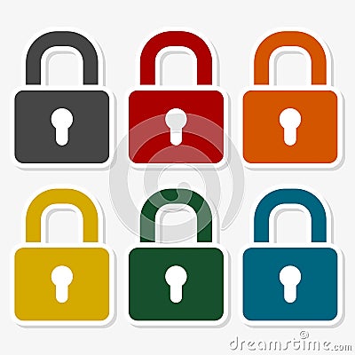 Padlocks in diferent colours Vector Illustration