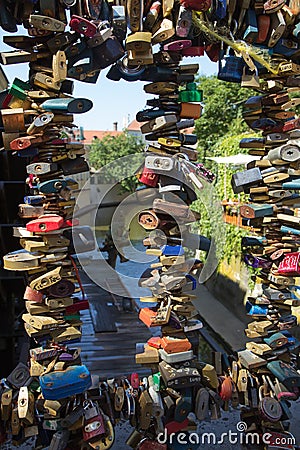 Padlocks-love symbols (Prague) Editorial Stock Photo