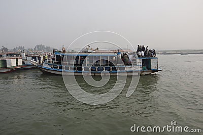 Padma Bridge, Mawa ghat, and water transport in Bangladesh Editorial Stock Photo
