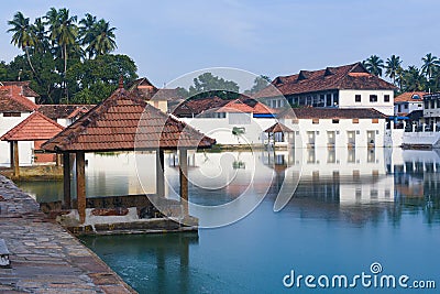 Padmanabhaswamy Temple and pond, Kerala, India Editorial Stock Photo