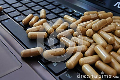 pads encapsulated above the keyboard Stock Photo