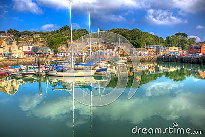 Padstow Cornwall England UK with boats in brilliant colourful HDR Editorial Stock Photo