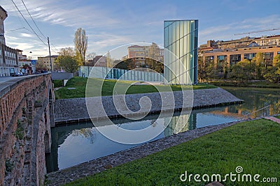 Monument Memory and Light by the canal in Padua Italy Editorial Stock Photo