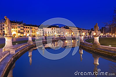 Padua Prato della Valle illuminated at night Stock Photo