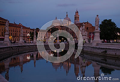 Padua, Prato delle Valle by night, Veneto, Italy Editorial Stock Photo