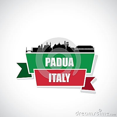 Padua skyline - Italy - ribbon banner - vector illustration Vector Illustration
