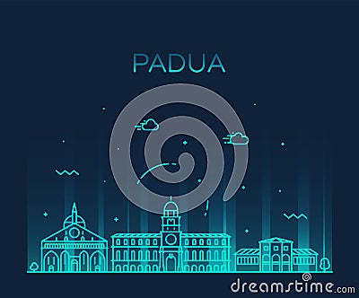 Padua skyline Italy vector linear style city Vector Illustration