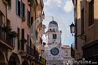 Padua - Street view on the astronomical clock tower on Piazza dei Signori in Padua, Veneto, Italy Stock Photo