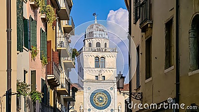 Padua - Street view on the astronomical clock tower on Piazza dei Signori in Padua, Veneto, Italy Stock Photo