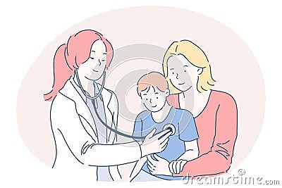 Paediatrician, medicare, health examination concept Vector Illustration