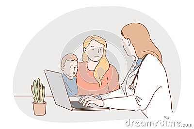Paediatrician, medicare, health examination concept Vector Illustration