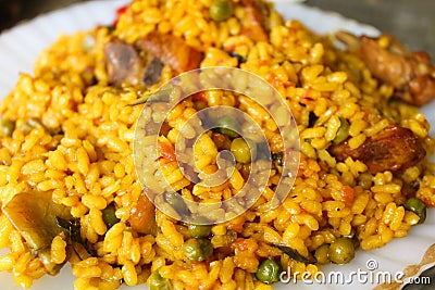 Paella Food Detail Meal Delicious Eating Dinner Cuisine Stock Photo