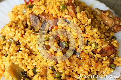 Paella Food Detail Meal Lunch Eating Dinner Cuisine Stock Photo