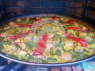 Paella with peper Stock Photo