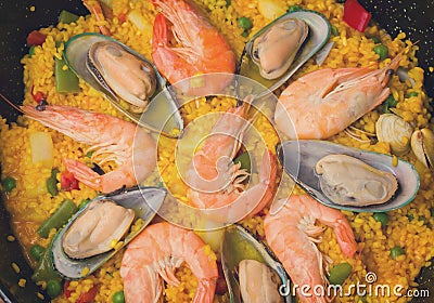 Paella -traditional spanish dish background Stock Photo