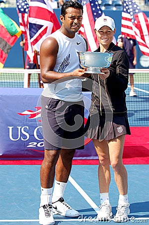 Paes & Black mixed champions US Open 2008 (22) Editorial Stock Photo