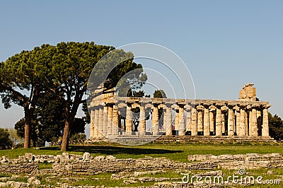 Greek Temples of Paestum - Poseidonia Stock Photo