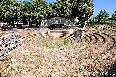 Paestum Roman amphitheater Stock Photo