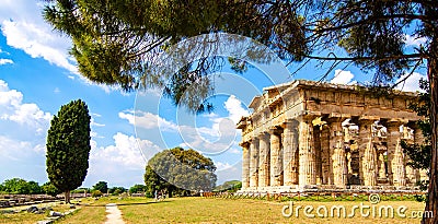 Paestum , Temple of Neptune . Italy Stock Photo