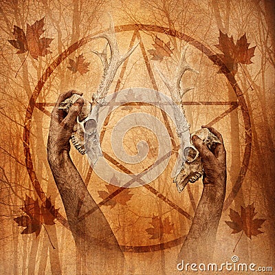 Pagan Forest Ritual Stock Photo