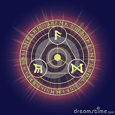 Pagan ritual rings with Celtic runic symbols Vector Illustration