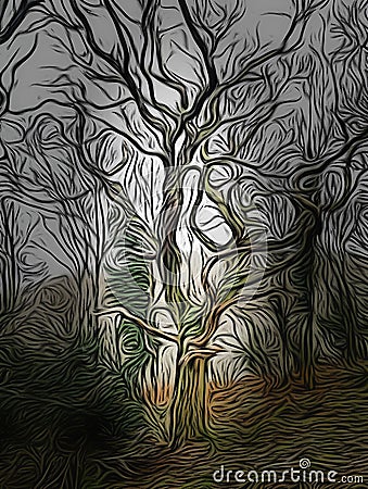 Pagan tree , Illustration art Greenman Stock Photo