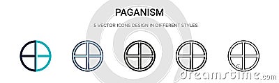 Paganism icon in filled, thin line, outline and stroke style. Vector illustration of two colored and black paganism vector icons Vector Illustration