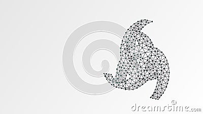 Paganism Odin horns sign. Abstract digital wireframe, low poly mesh, vector white origami 3d illustration. Element of Viking Vector Illustration