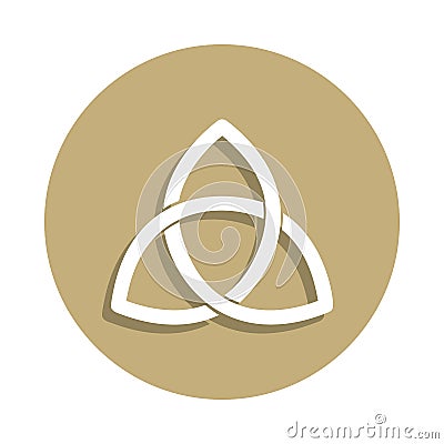 Paganism Triquetra sign icon in badge style. One of religion symbol collection icon can be used for UI, UX Stock Photo