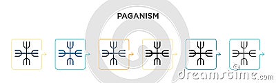 Paganism vector icon in 6 different modern styles. Black, two colored paganism icons designed in filled, outline, line and stroke Vector Illustration