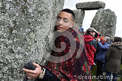 Pagans and Druids Mark the Winter Solstice at Stonehenge Editorial Stock Photo