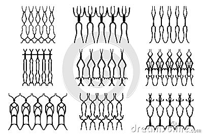 Assorted spooky cemetery fence silhouettes. Scary, haunted and spooky fence elements Vector Illustration
