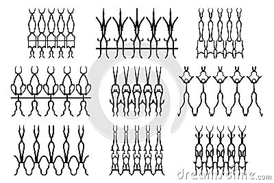 Assorted spooky cemetery fence silhouettes. Scary, haunted and spooky fence elements Vector Illustration