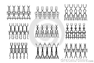 Assorted spooky cemetery fence silhouettes. Scary, haunted and spooky fence elements Vector Illustration