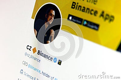 cz binance twitter Editorial Stock Photo