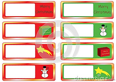Set Merry Christmas stickers with blank frames Vector Illustration