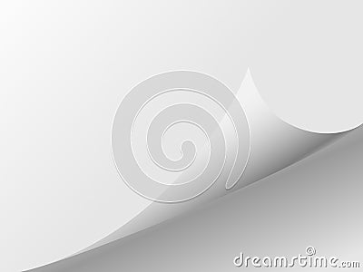 Page curl with shadow on a blank sheet of paper. Vector Illustration